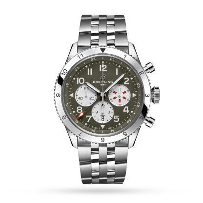 Replik Luxus Breitling Super AVI B04 Chronograph GMT 46 Curtiss Warhawk Uhr aus Edelstahl AB04452A1L1A1