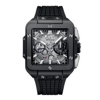 Replik Uhren vs echte Hublot Square Bang Unico Black Magic 42mm Gummi 821.CI.0170.RX