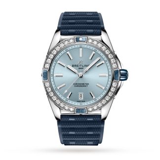 Schweizer Replik-Uhren Preis Breitling Super Chronomat Automatic 38 blau Kautschukband Uhr Gummi A17356531C1S1