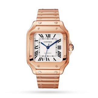 Schweizer Replik-Uhren billig Cartier Santos De Cartier Uhr mittleres Modell mechanisches Uhrwerk mit automatischem Aufzug Rose Gold WGSA0031