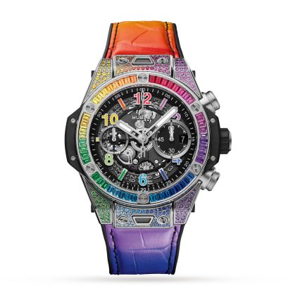 Schweizer Replik-Uhren billig Hublot Big Bang Unico Titan Regenbogen 42mm Alligator 441.NX.1117.LR.0999