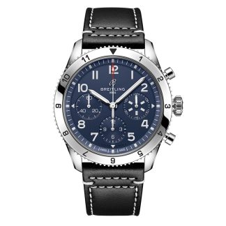 billige Designer Breitling Classic AVI Chronograph 42 Hommage an Vought F4U Corsair Lederarmbanduhr Kalbsleder A233801A1C1X1