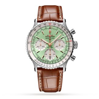 billige Designer Breitling Navitimer B01 Chronograph 41 Minze Uhr Alligator AB0139211L1P1