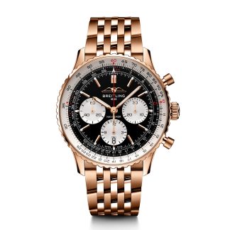 billige Designer Breitling Navitimer B01 Chronograph 43 Schwarz Uhr 18ct Rose Gold RB0138211B1R1