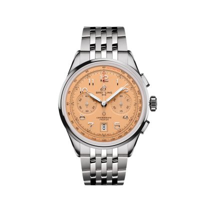 billige Designer Breitling Premier B01 Chronograph 42mm Herrenuhr Kupfer Edelstahl Edelstahl AB0145331K1A1