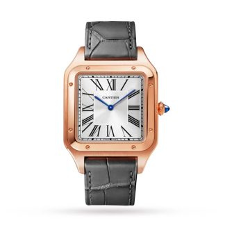 billige Designer Cartier Santos-Dumont Uhr Extra-Large Modell Rose Gold Lederband Rose Gold WGSA0032