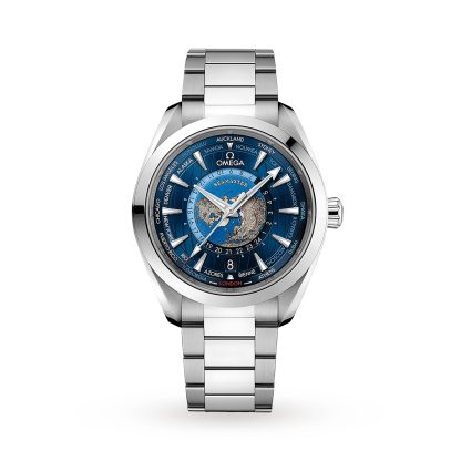 billige Designer Omega Seamaster Aqua Terra 150m Co-Axial GMT Worldtimer 43mm Herrenuhr Edelstahl O22010432203001