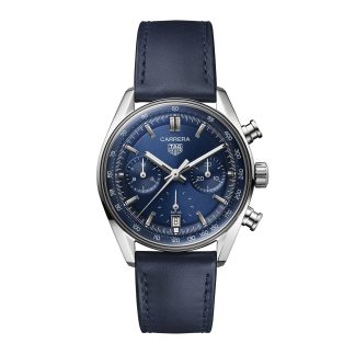 billige Designer TAG Heuer Carrera Chronograph 39mm Herrenuhr blau Leder CBS2212.FC6535