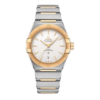 billiger Luxus Omega Constellation 39mm Damenuhr weiß Edelstahl & 18ct Gelbgold O13120392002002