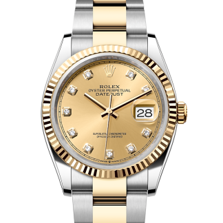 falscher Luxus Rolex Datejust 36 Austernstahl und Gelbgold M126233-0018