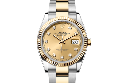 falscher Luxus Rolex Datejust 36 Austernstahl und Gelbgold M126233-0018