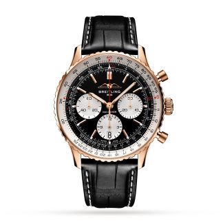 gefälschte Designer Breitling Navitimer B01 Chronograph 43 Schwarz Uhr Alligator RB0138211B1P1