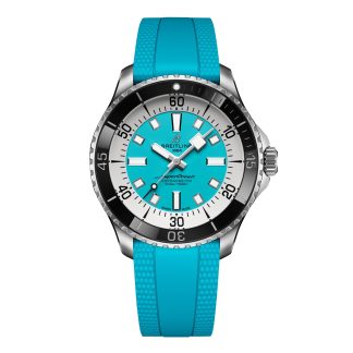 gefälschte Designer Breitling Superocean Automatic 44mm Herrenuhr Türkis Gummi A17376211L2S2