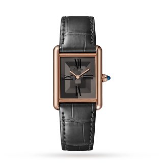 gefälschte Designer Cartier Tank Louis Cartier Uhr großes Modell Manufaktur mechanisches Uhrwerk mit Handaufzug Rose Gold Alligator WGTA0092