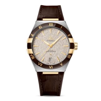 gefälschte Designer Omega Constellation Co-Axial Master Chronometer 41mm Herrenuhr grau Leder O13123412106002