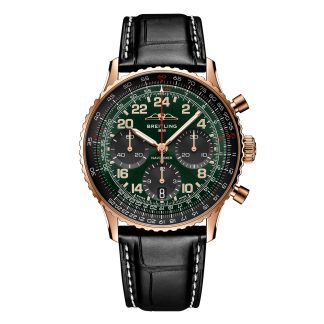 gefälschte Handgelenk Breitling Navitimer Cosmanaute 41mm Limited Edition Herrenuhr grün Alligator RB12302A1L1P1