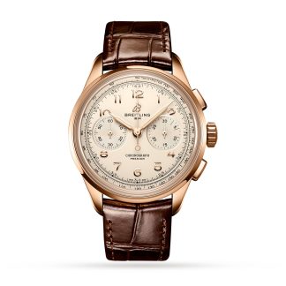 gefälschte Handgelenk Breitling Premier B09 Chronograph 40 18k Rotgold Uhr Alligator RB0930371G1P1