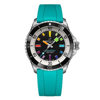 gefälschte Handgelenk Breitling Superocean Automatic 42mm Herrenuhr Türkis Gummi A17375211B2S2