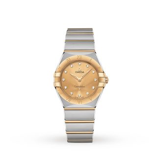 gefälschte Handgelenk Omega Constellation Manhattan 28mm Damenuhr aus Edelstahl O13120286058001