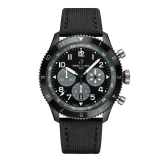 gefälschter Luxus Breitling Super AVI B04 Chronograph GMT Mosquito Nachtjäger 46mm Herrenuhr schwarz Kalbsleder SB04451A1B1X1