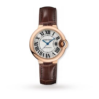 heißer Verkauf Designer Cartier Ballon Bleu De Cartier Uhr 33mm Automatikwerk Rose Gold Leder Alligator W6920097