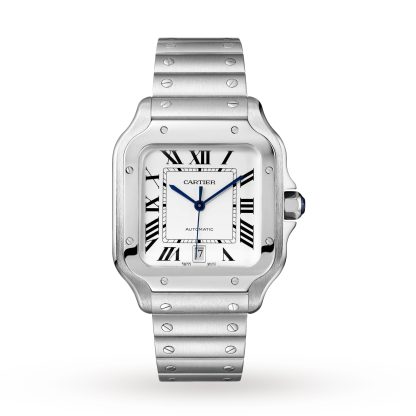 heißer Verkauf Designer Cartier Santos De Cartier Uhr großes Modell Automatikwerk Stahl austauschbare Metall und Leder Armbänder Stahl WSSA0018