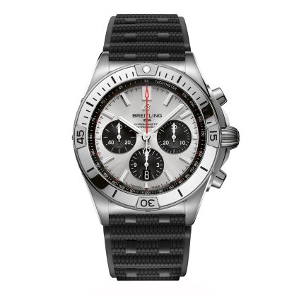 heißer Verkauf Luxus Breitling Chronomat B01 Chronograph 42mm Herrenuhr Silber Gummi Gummi AB0134101G1S2