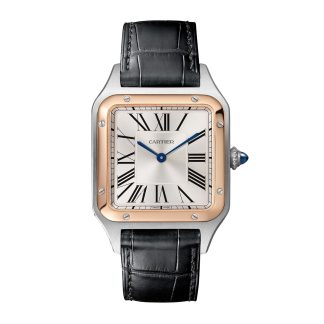 heißer Verkauf Luxus Cartier Santos-Dumont Uhr großes Modell Quarzwerk Rose Gold Stahl Leder Alligator W2SA0011