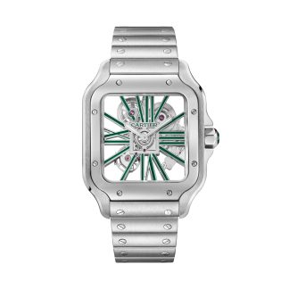 heißer Verkauf Luxus Cartier Santos Uhr Skelett großes Modell Manufaktur mechanisches Uhrwerk mit Handaufzug Stahl WHSA0028