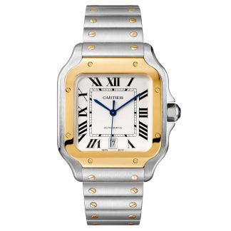 kopien billig ebay Cartier Santos De Cartier Uhr großes Modell Automatikwerk Gelbgold Stahl austauschbare Metall und Leder Armbänder Stahl W2SA0009